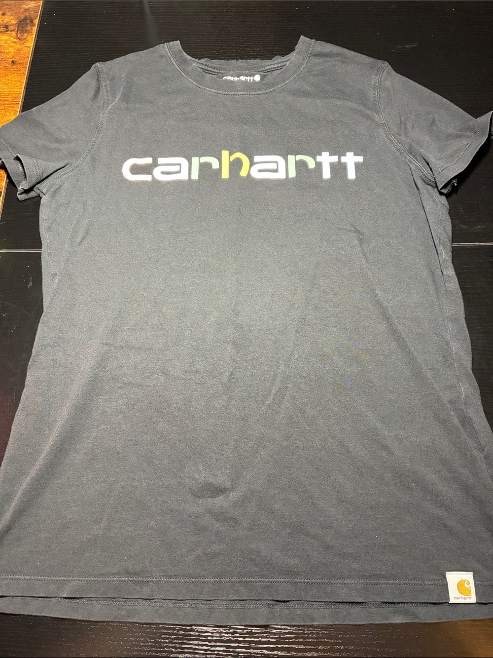 Carhartt Black Short Sleeve Logo Tee with Subtle Color Accent